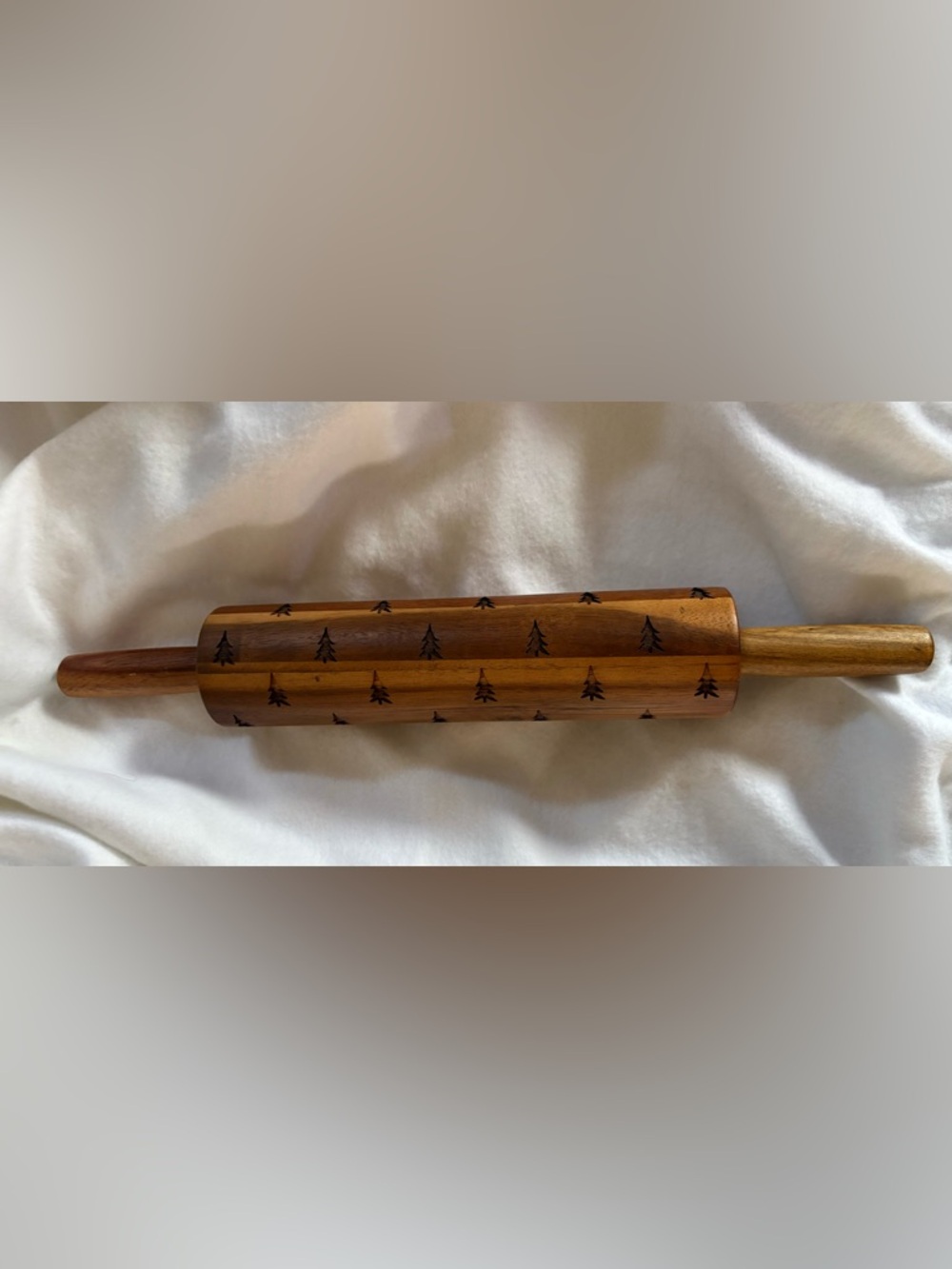 Hearth and Hand Wooden Rolling Pin with Tree Pattern